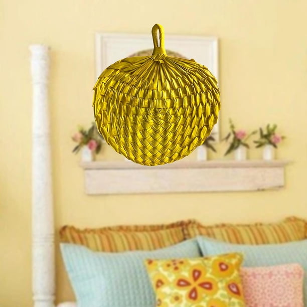 Tejido a mano Yinane con hoja de palma accesorio decorativo para decoraciones de fiesta en la playa ligero 38x33cm hecho a mano Amarillo