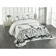 thumbnail image 3 of Ambesonne Fashion Quilted Bedspread Set 3 Pcs, Fashion Women Catwalk, King Size, White Black, 3 of 5