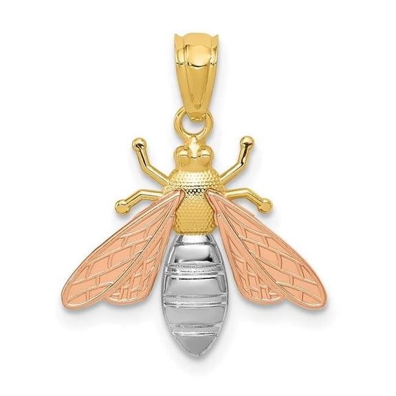 Finest Gold 14K Two-Tone with White Rhodium Polished Bee Pendant