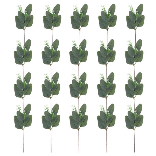 Hojas de Eucalipto Artificiales Uxcell, Tallos de Eucalipto en Bulto, Dollar Plateado de Seda Falsa para Decoración de Verdor, Verde 20 Pcs