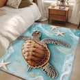thumbnail image 4 of Coastal Sea Turtle 4x6 Area Rugs for Living Room, Beach Ocean White Floral Starfish Non Slip Floor Mat Washable Low-Profile Indoor Carpet for Bedroom, Dining Room, Bathroom, 4 of 9