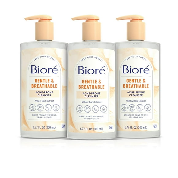 Jabón facial Bioré suave y transpirable para el acné, 200 ml (paquete de 3)