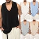 thumbnail image 3 of Txlixc Chaleco de cuerpo masculino, cuello V sólido sin mangas Txlixc moda, 3 of 3