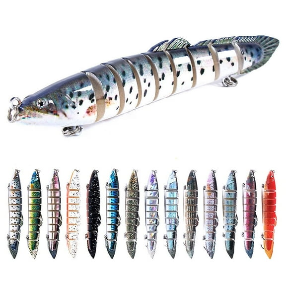 HENGJIA Fishing Lures, 14pcs Large Multi Jointed Fish Fishing Kits Slow Sinking Lifelike Swimbait Freshwater and Saltwater for Trout Bass Lures, 5.51"/0.75oz