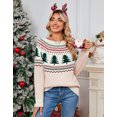 thumbnail image 6 of Cogild Ugly Christmas Sweaters for Womens Tree Gingerbread Man Pattern Sweaters Crew Neck Knitted Sweaters for Womens Warmth Winter Tops, 6 of 7