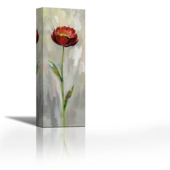 Single Stem Flower II - Contemporary Fine Art Giclee on Canvas Gallery Wrap - wall décor - Art painting - 12 x 36 Inch - Ready to Hang