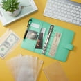 thumbnail image 4 of PU Leather Notebook Binder Budget Planner Binder Cover with 12 Pieces Binder Pocket Personal Cash Budget Envelopes System 6 Hole Binder Zipper Folder(Green), 4 of 7