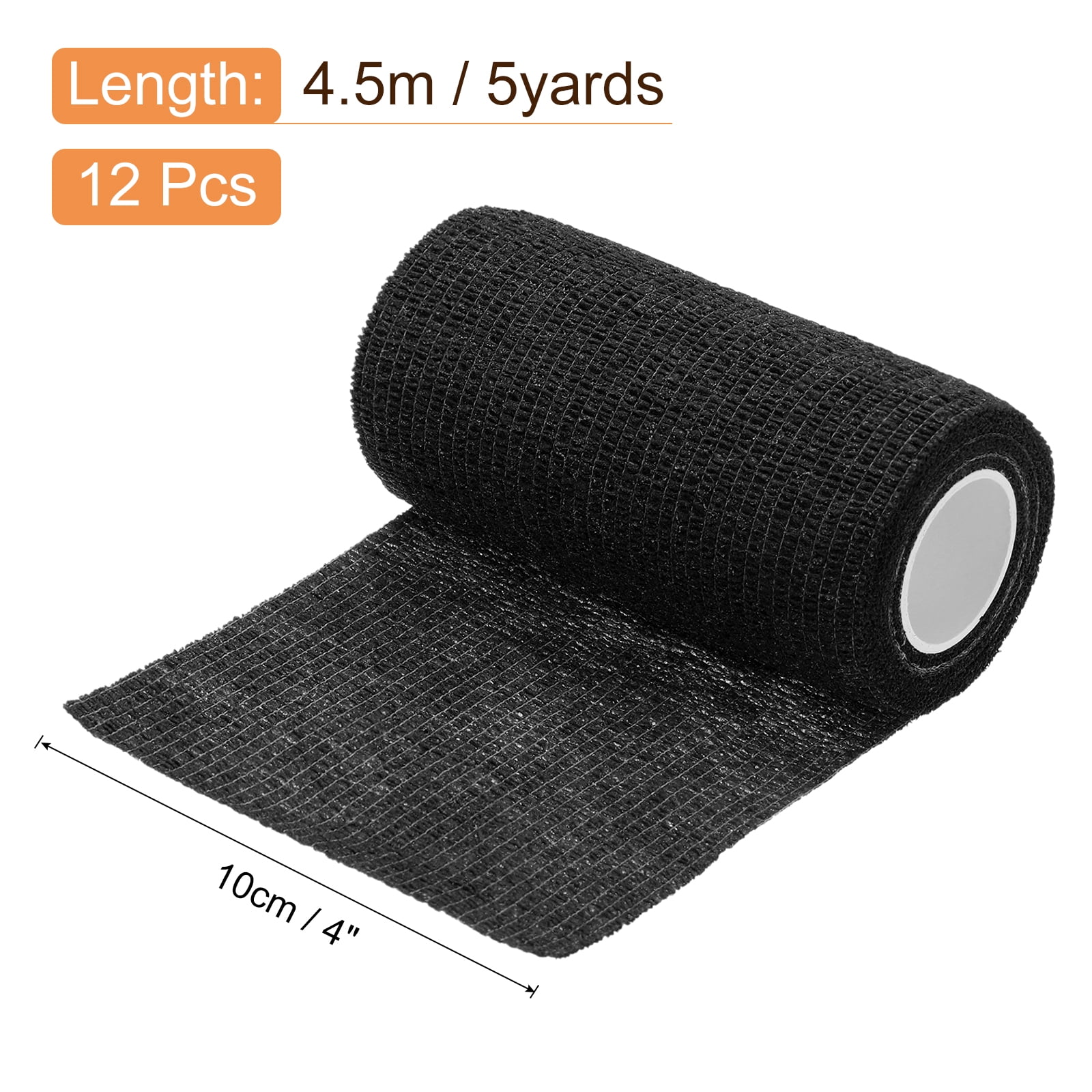 12 Pack Elastic Cohesive Bandage Wrap 4 Inch x 5 Yards Breathable Self Adhesive Athletic Tape Roll Black
