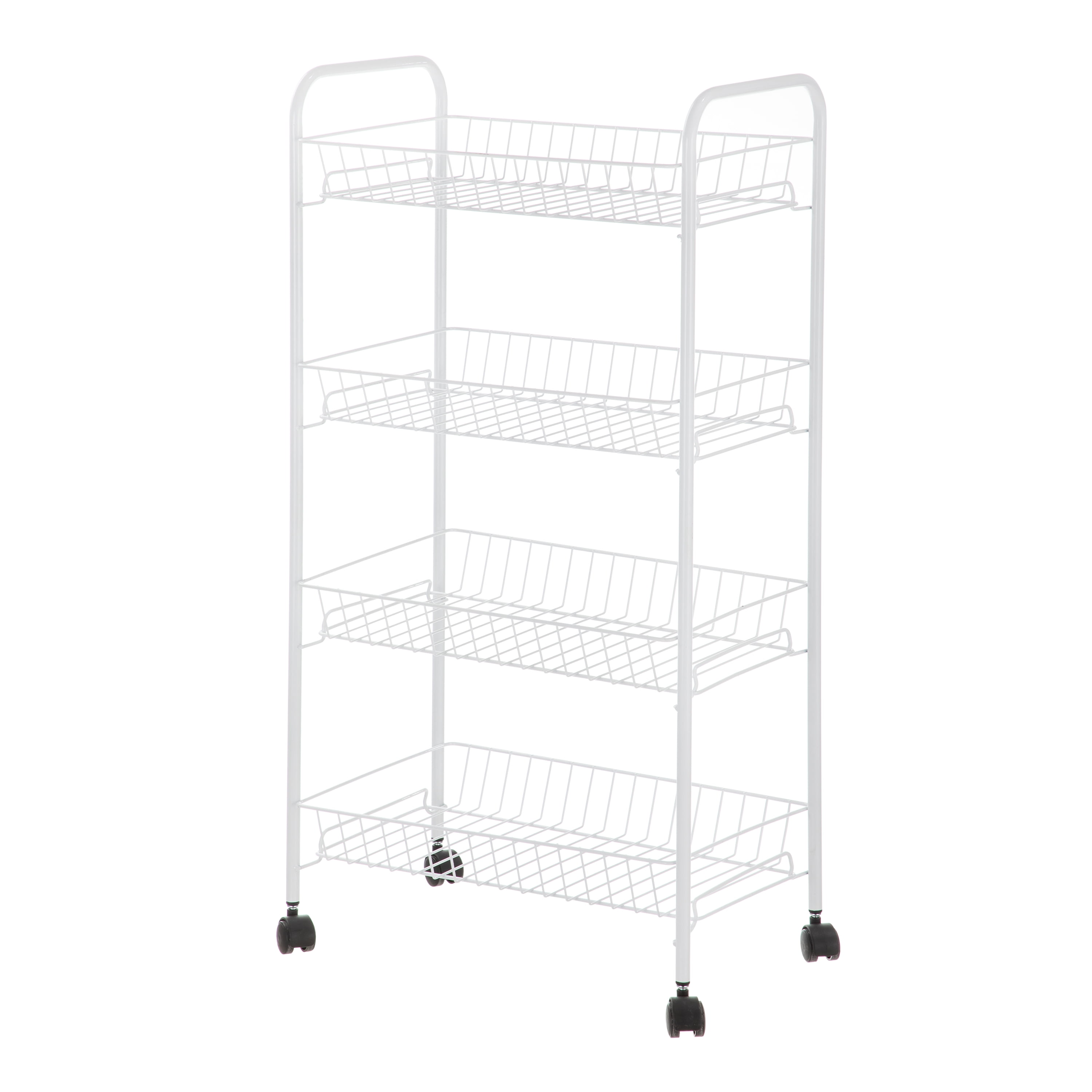 Mainstays 4-Shelf Steel Laundry Cart with Caster Wheels, White