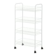 Mainstays 4-Shelf Steel Laundry Cart with Caster Wheels, White, Adult, Senior and Teen Age Groups