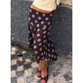 thumbnail image 4 of Khaki Polka Dot Midi Skirt Low Waist Semi Sheer Asymmetrical Hem Flowy Summer Skirt, 4 of 8
