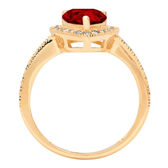 2.36 ct Pear Cut Natural Garnet Halo Engagement Ring for Women in 18K Yellow Gold