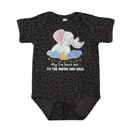 

Inktastic My Tia Loves Me to the Moon and Back Elephant Family Gift Baby Boy or Baby Girl Bodysuit
