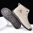thumbnail image 5 of Mens Casual Leather Boots Vintage Lace Up High Top Bare Boots Lightweight Non-Slip Driving Flat Shoes Beige 10.5 US, 5 of 7
