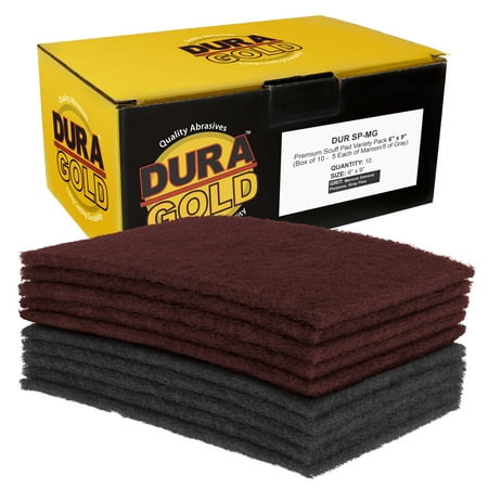 

Dura-Gold Premium 6 x 9 Scuff Pads 5 Each Maroon General Purpose & 5 Each Gray Ultra Fine - Scuffing Scouring Sanding Paint Primer Prep Adhesion Scratch - Surface Preparation Automotive Autobody