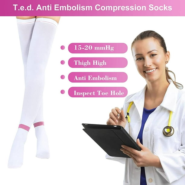 Anti Embolism Compression Stockings Thigh High for Women Men, Ted Hose  Socks 15-20 mmHg Unisex Compression Socks 