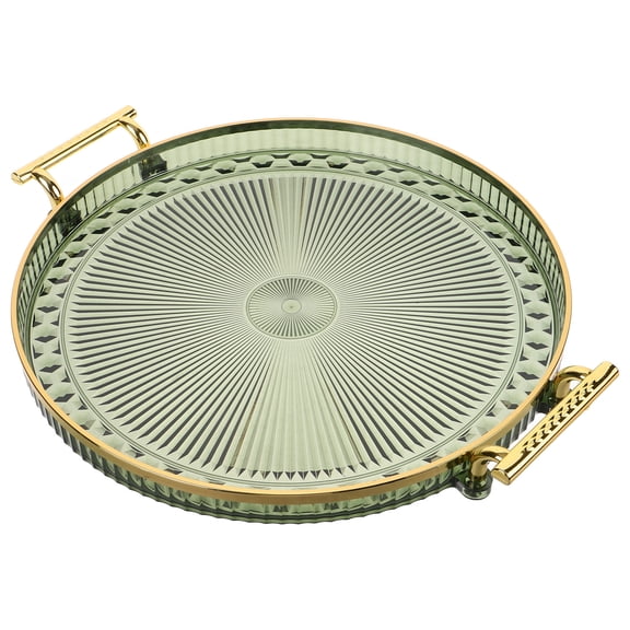 CATIEBYE Decorative Green Serving Tray for Tea Snacks and Fruits with Smooth Surface