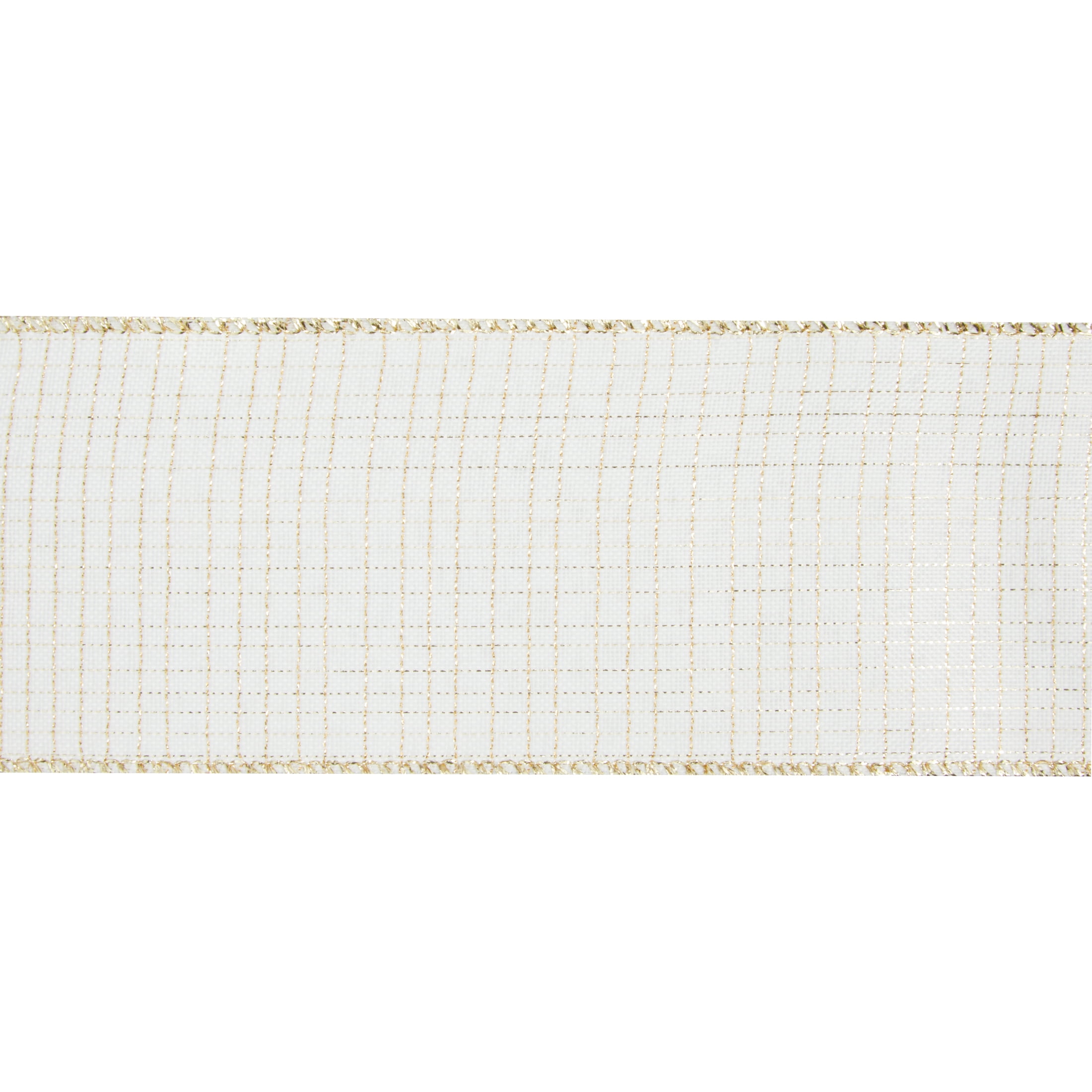 My Texas House White and Gold Plaid Ribbon, 18 ft