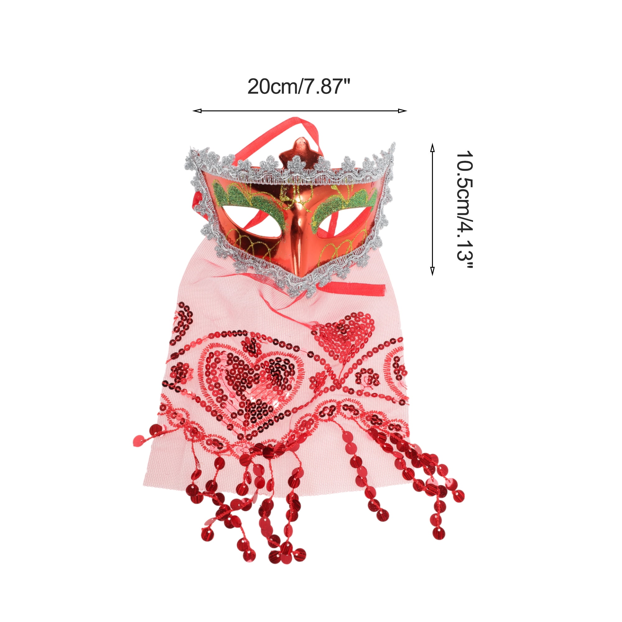 Unique Bargains 1 Pack Elegant Veiled Half Face Party Mask Red