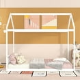 thumbnail image 3 of Euroco Pine Wood Queen Size House Shaped Canopy Bed for Adults Living Room, White, 3 of 10