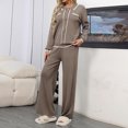 thumbnail image 2 of BangWanChi Two Piece Sets for Women Going Out Women Winter New Loose Casual Fashionable Breasted Lapel Long Sleeved Top+wide Leg Pants Long Sleeved Lapel Set, 2 of 5