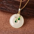 thumbnail image 6 of HOOUN White Jade Donut Pendant Chalcedony 925 Silver Natural Jewelry Luxury Necklace, 6 of 9