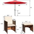 thumbnail image 7 of Vineego 5 Pieces Wicker Outdoor Patio Furniture Set Patio Chairs with Umbrella and Ottoman(Red), 7 of 7