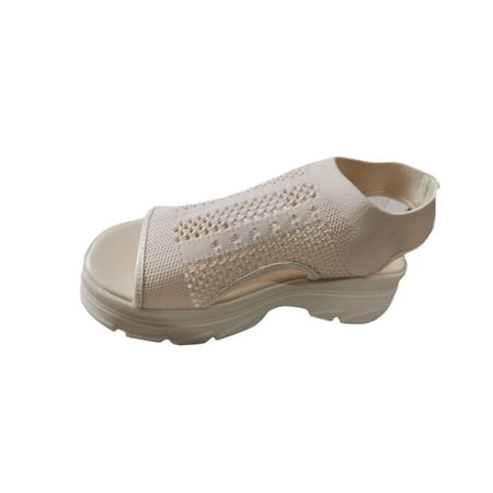 

Jsezml Platform Sandals for Women Hollow Out Knit Sport Sandals Lightweight Water Sandals Open Toe Slip On Comfort Shoes