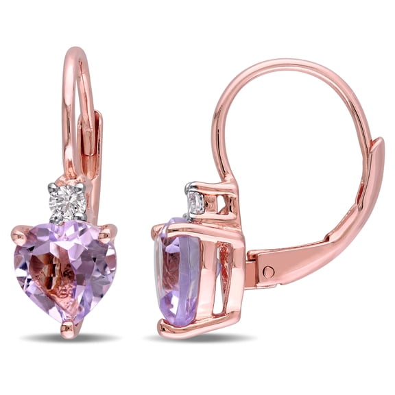 Everly Women's 2 1/10ct TGW Heart-Shaped Multi-Gem Rose Plated Sterling Silver Leverback Earrings