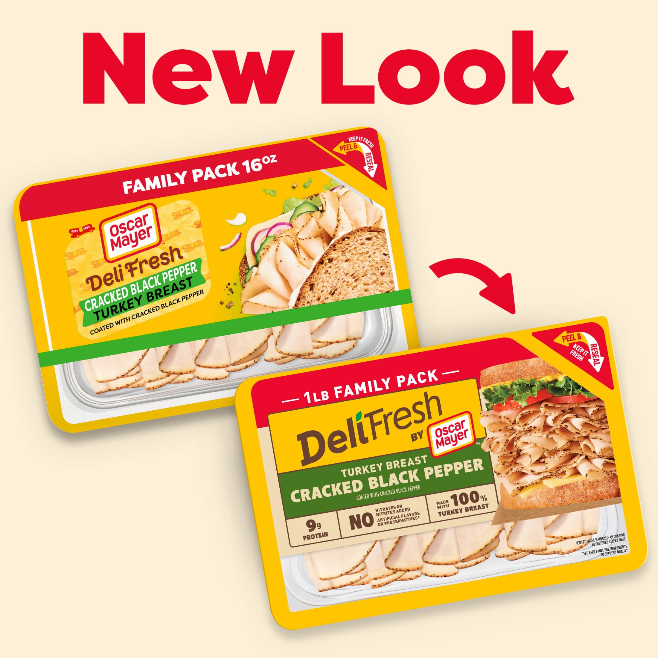 Oscar Mayer Deli Fresh Sliced Deli Meat, for Sandwiches and Easy Lunches, Black Pepper Turkey Breast, No Artificial Preservatives, 16 oz