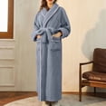 thumbnail image 2 of Bata de mujer, suave forro polar, bata de casa, bata de baño, bata de forro polar brillante, cálida y acogedora, chal de invierno., 2 of 5