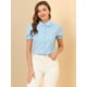 thumbnail image 3 of Blusa de Algodón con Volantes y Cuello Vuelto para Mujer Azul Claro S, 3 of 6