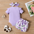 thumbnail image 6 of PatPat Baby Girl Outfit Set with Ruffle Sleeve Bodysuit and Flower Print Shorts Gift for Easter 12-18 Months, 6 of 13