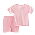 thumbnail image 1 of fatyb Garçons Filles Été Ensembles 2 Pcs T-Shirts à Manches Courtes Col Rond Shorts Ensembles de Shorts Décontractés pour Enfants, 1 of 6