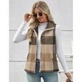 thumbnail image 5 of YUGYXL Women's Plaid Outerwear Vests Tops Zip Up Collared Sleeveless Jacket with Pockects Khaki XXL, 5 of 8