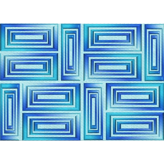 Ahgly Company Machine Washable Indoor Rectangle Transitional Blue Area Rugs, 2' x 5'