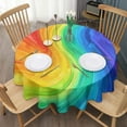 thumbnail image 3 of Colorful Tie Dye Wave Pattern Round Tablecloth 60"x60",Wrinkle Wipeable Table Cloth for Kitchen Dining Room Picnic Patio Party, 3 of 6
