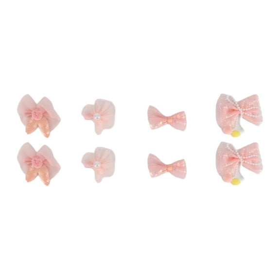 Unique Bargains 8 Pcs Cute Flowers Bow Hair Clips Hairdo Clip for Girls Pink