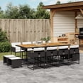 thumbnail image 1 of vidaXL 13 Piece Garden Dining Set with Cushions Black Poly Rattan, 1 of 5