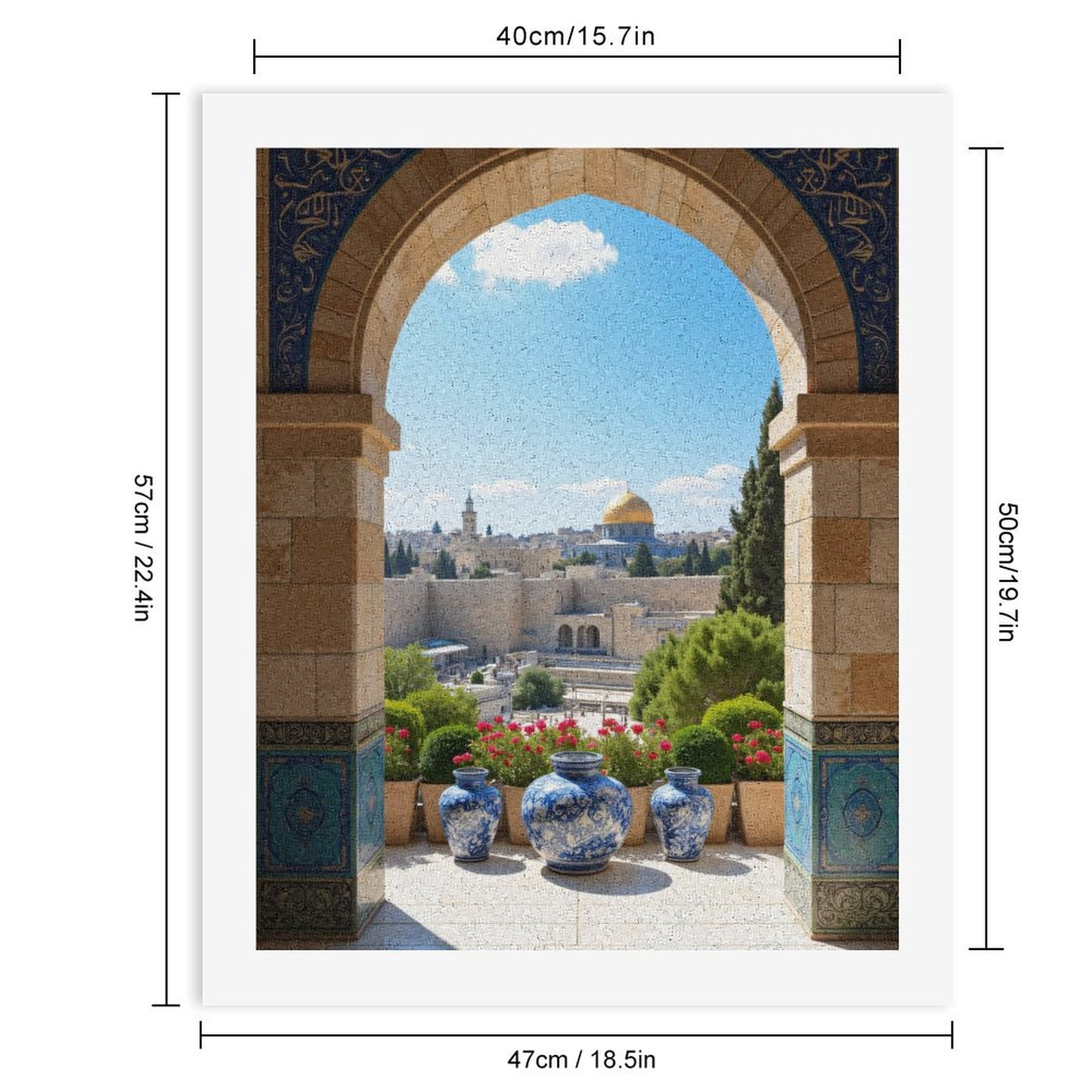 Paint By Numbers Kit for Adults Beginner - Golden Dome City View Archway DIY Canvas Painting Kits for Adults, Frameless Paint By Number for Adults for Home Wall Decor 16x20 Inch