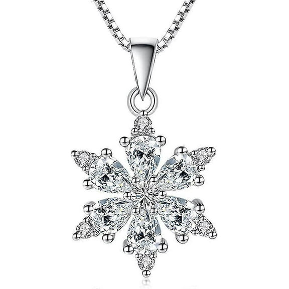 Snowflake Neckalce. Sparking Cubic Zirconia Snowflake Pendant Necklace Women