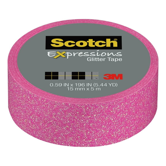 3M Expressions Glitter Tape, .59 in x 196 in, Pastel Pink