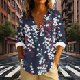 thumbnail image 3 of Uootdi Boho Long Sleeve Shirts for Women V Neck Button Down T Shirts Casual Loose Fit Floral Print Basic Tops Tees Blouses Gift, 3 of 6