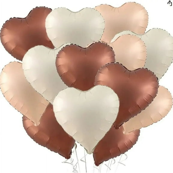 WODJR 36Pcs Heart Balloons Brown Cream Nude Heart Balloons 12 Inches Heart Foil Balloons Cream Balloons Beige Balloons Heart Shape Balloons Nude Balloons for Birthday Valentines Day Party Decorations