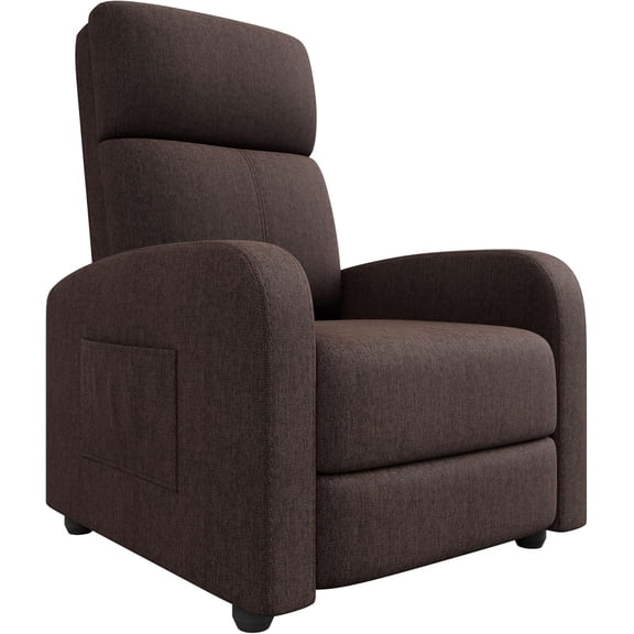 Recliner Chair for Adults, Small Lazy Recliner Ergonomic Adjustable Single Sofa Enhanced with Side Pocket, Tall Back, Wide Arms & Padded Seat, Home Theater Seating for Living Room