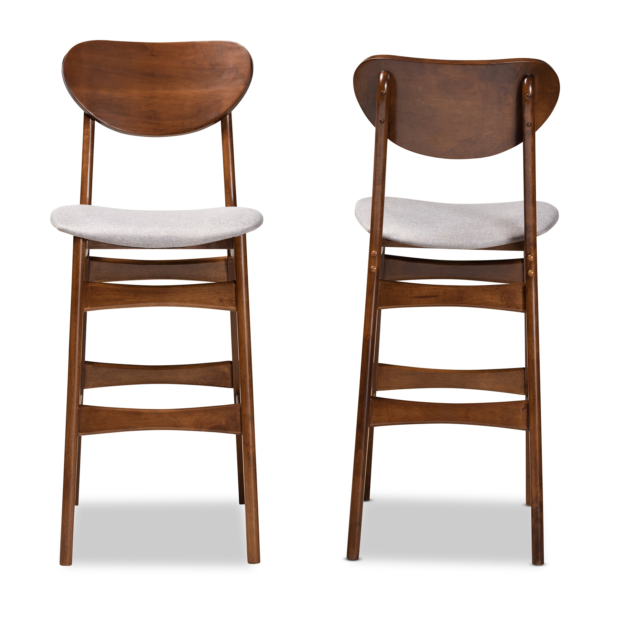 Baxton Studio Katya Bar Stool, Grey, Set of 2