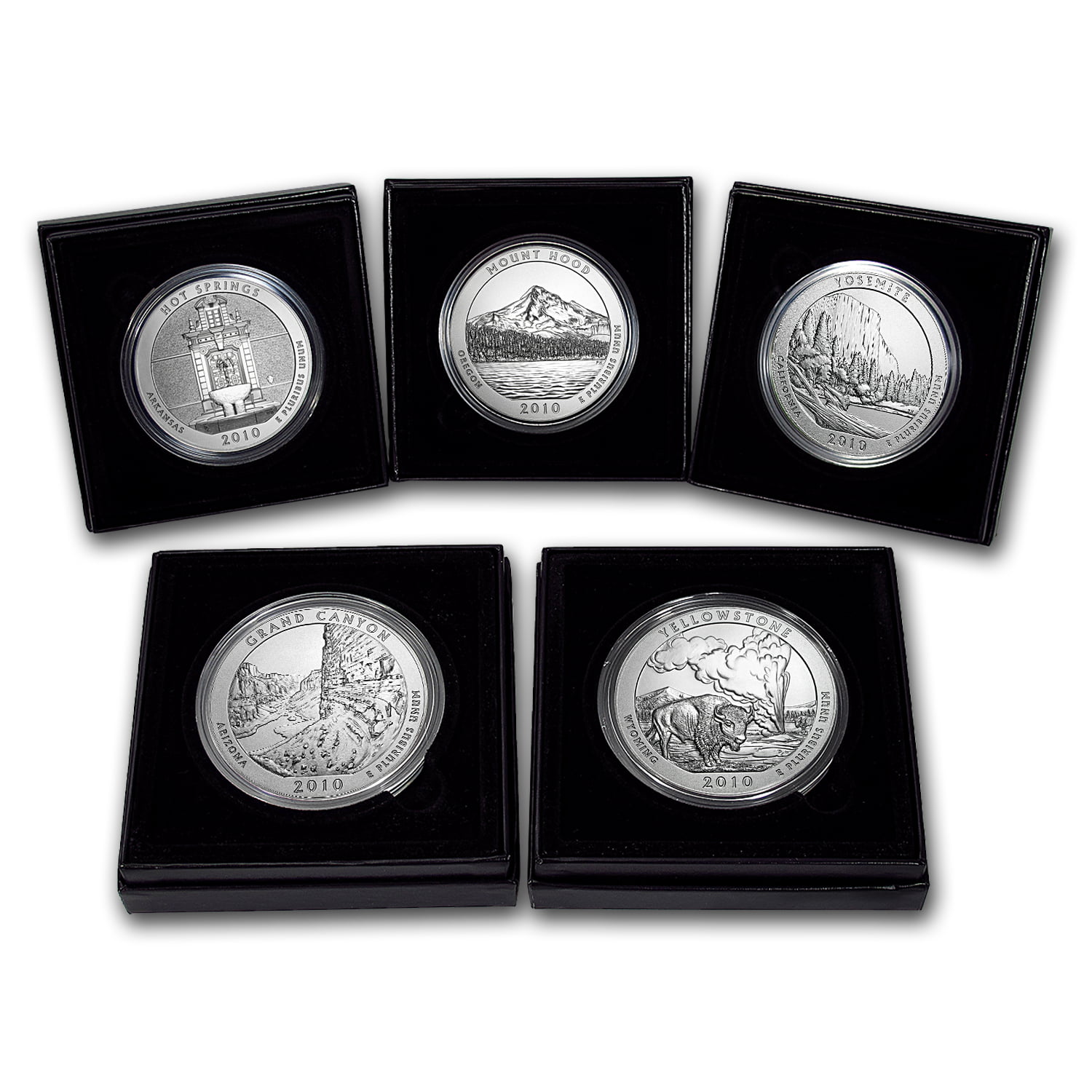 2010-P 5-Coin 5 oz Silver Burnished ATB Set (w/Box & COA