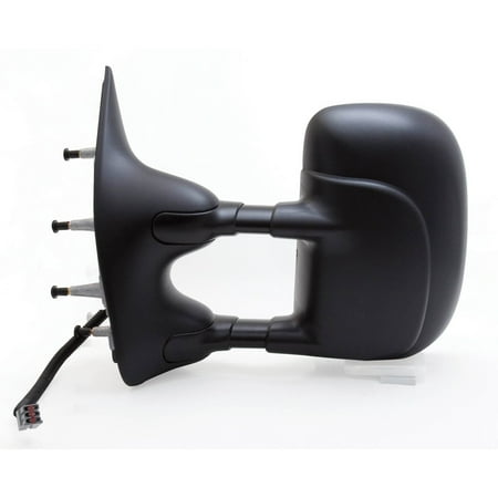 Van Side Mirror 61200F - Fit System Driver Side Towing Mirror for 02-08 Ford Econoline Van, textured black, extendable, foldaway, Power ()