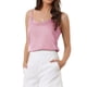 thumbnail image 4 of Camiseta de satén para mujer, top sin mangas con tirantes, cuello en V, casual, formal, camiseta de capa, 2026 XL, rosa, 4 of 6