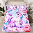 thumbnail image 2 of Homewish Dreamy Purple Unicorn Full Size Sheets for Kids, Donut Cake Dessert Bed Sheets, Glitter Stars Butterfly Sheet Sets, Microfiber Bedroom Decor, 4-Piece, 2 of 7